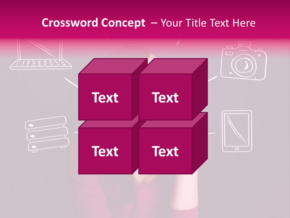 A Woman In A Pink Shirt Is Looking Up PowerPoint Template