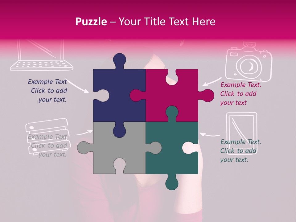 A Woman In A Pink Shirt Is Looking Up PowerPoint Template