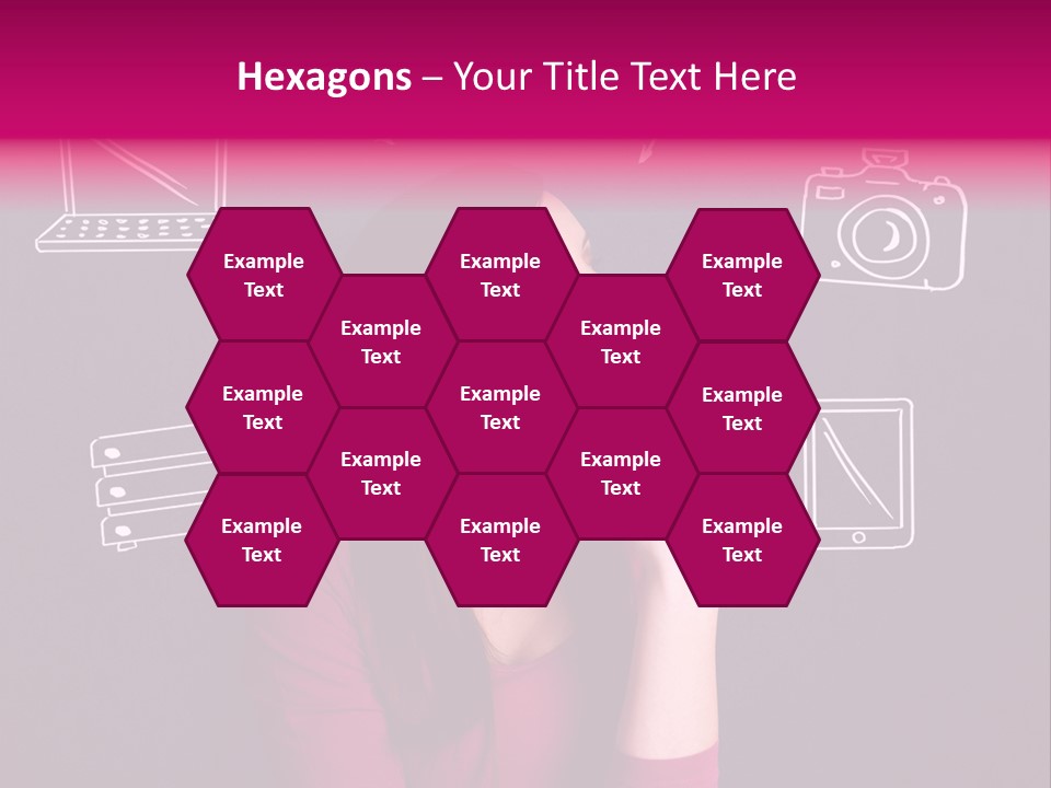 A Woman In A Pink Shirt Is Looking Up PowerPoint Template