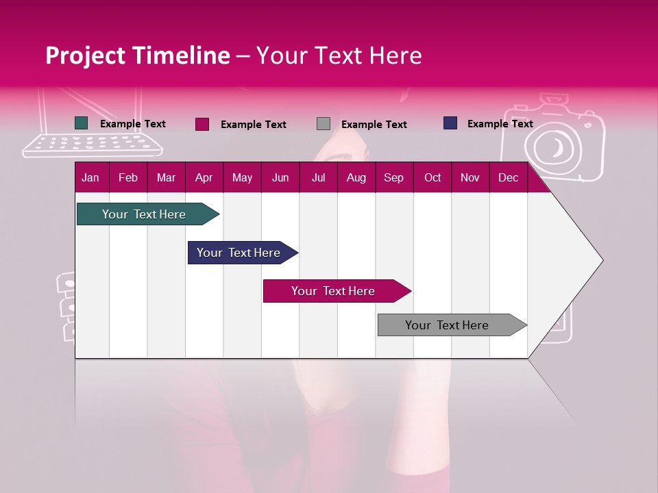 A Woman In A Pink Shirt Is Looking Up PowerPoint Template