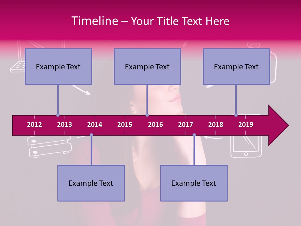 A Woman In A Pink Shirt Is Looking Up PowerPoint Template