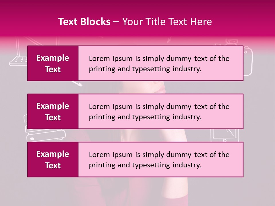 A Woman In A Pink Shirt Is Looking Up PowerPoint Template