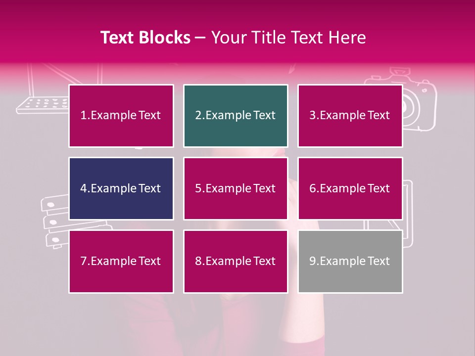 A Woman In A Pink Shirt Is Looking Up PowerPoint Template