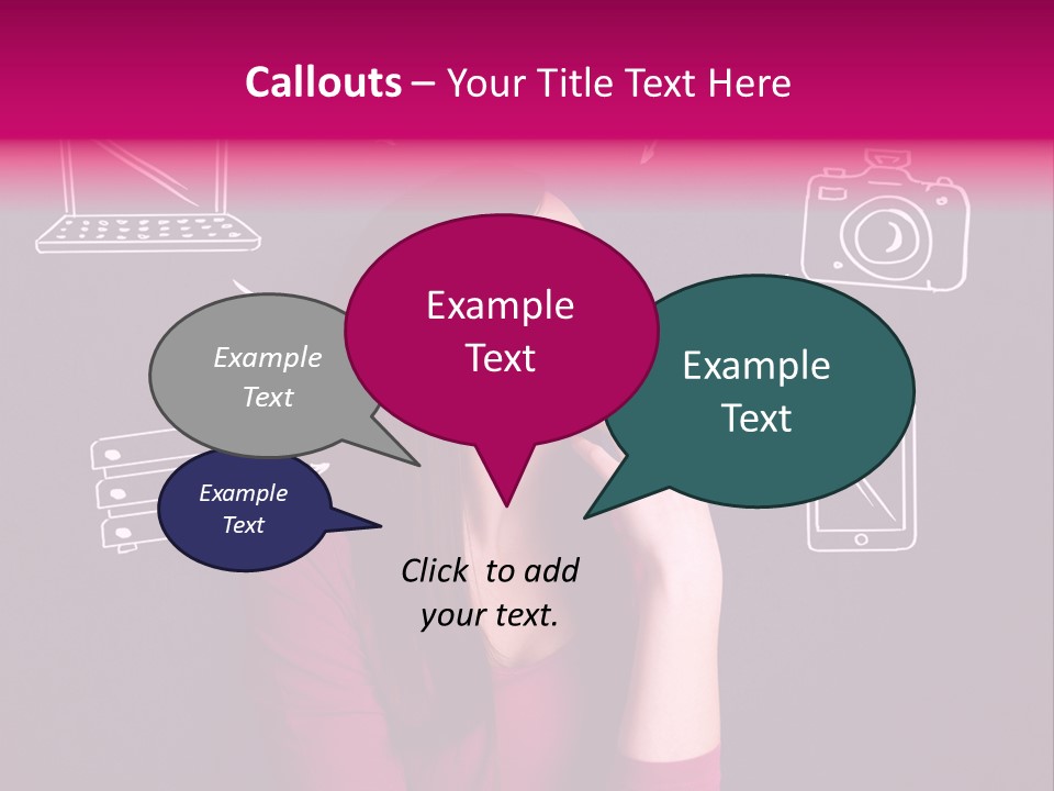 A Woman In A Pink Shirt Is Looking Up PowerPoint Template