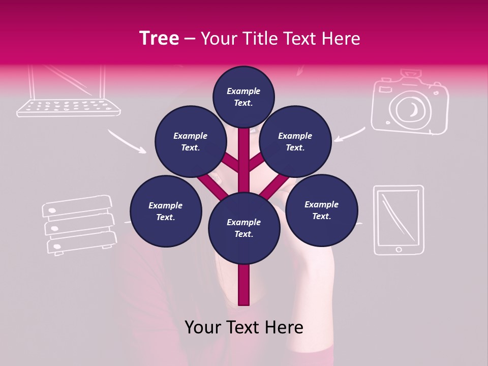 A Woman In A Pink Shirt Is Looking Up PowerPoint Template