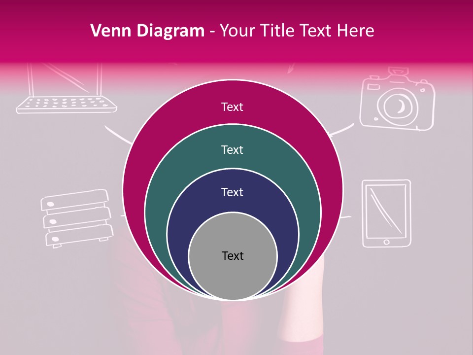 A Woman In A Pink Shirt Is Looking Up PowerPoint Template