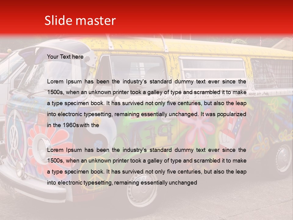 A Van With A Peace Sign Painted On It PowerPoint Template