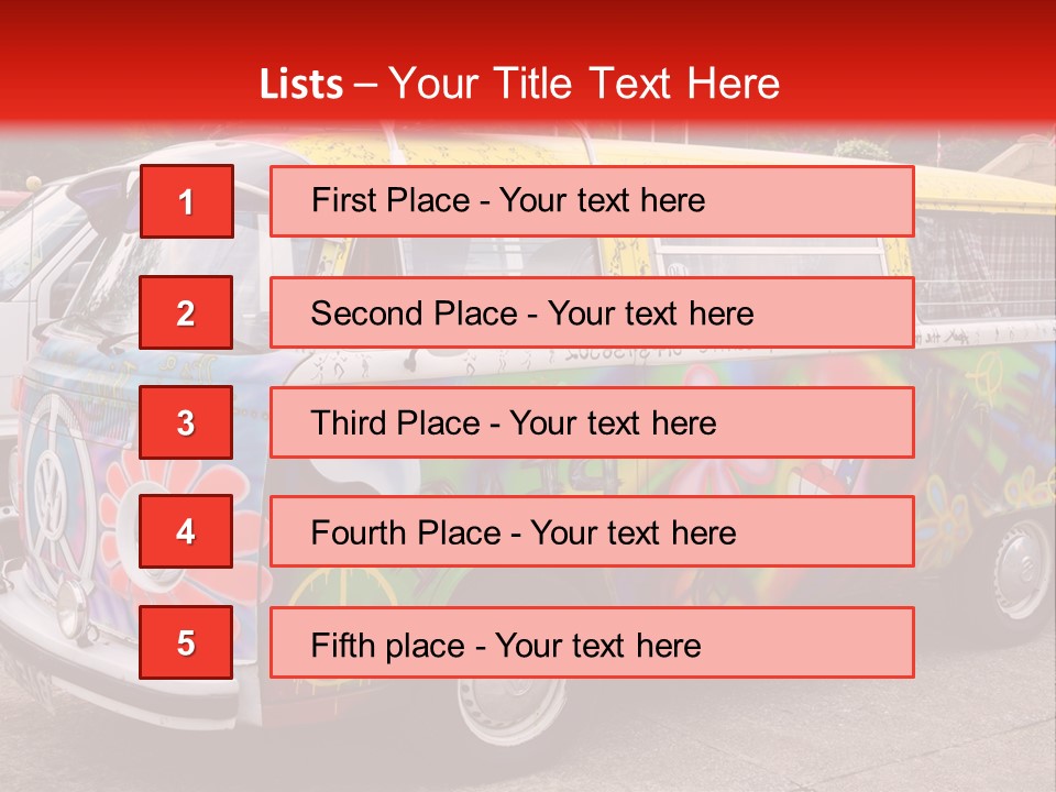 A Van With A Peace Sign Painted On It PowerPoint Template
