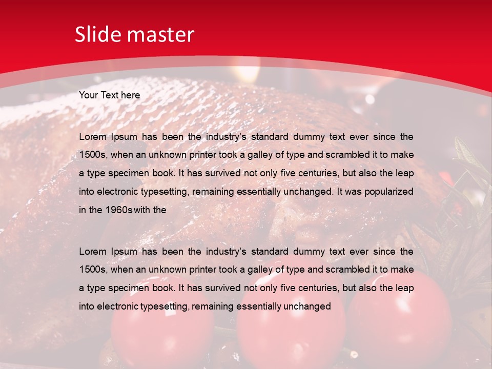 A Plate Of Food With Tomatoes And Meat On It PowerPoint Template