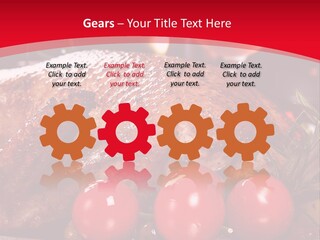 A Plate Of Food With Tomatoes And Meat On It PowerPoint Template