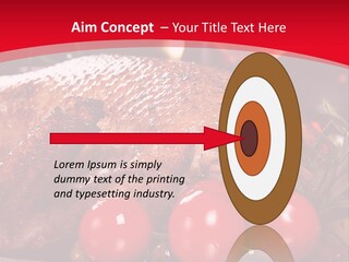A Plate Of Food With Tomatoes And Meat On It PowerPoint Template