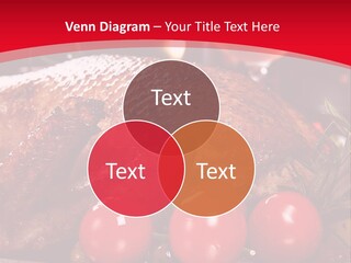 A Plate Of Food With Tomatoes And Meat On It PowerPoint Template