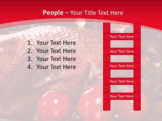 A Plate Of Food With Tomatoes And Meat On It PowerPoint Template
