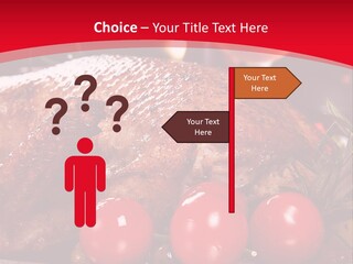 A Plate Of Food With Tomatoes And Meat On It PowerPoint Template