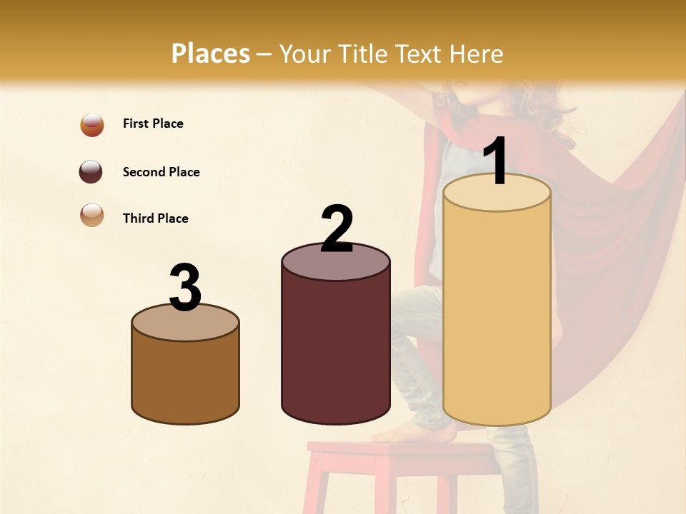 A Little Girl Sitting On A Chair With A Red Cape PowerPoint Template