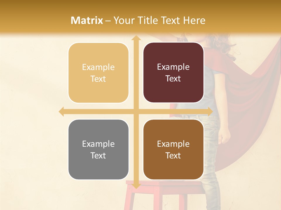 A Little Girl Sitting On A Chair With A Red Cape PowerPoint Template