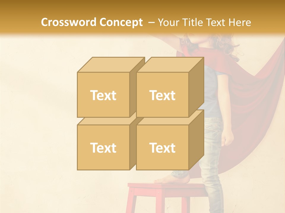 A Little Girl Sitting On A Chair With A Red Cape PowerPoint Template