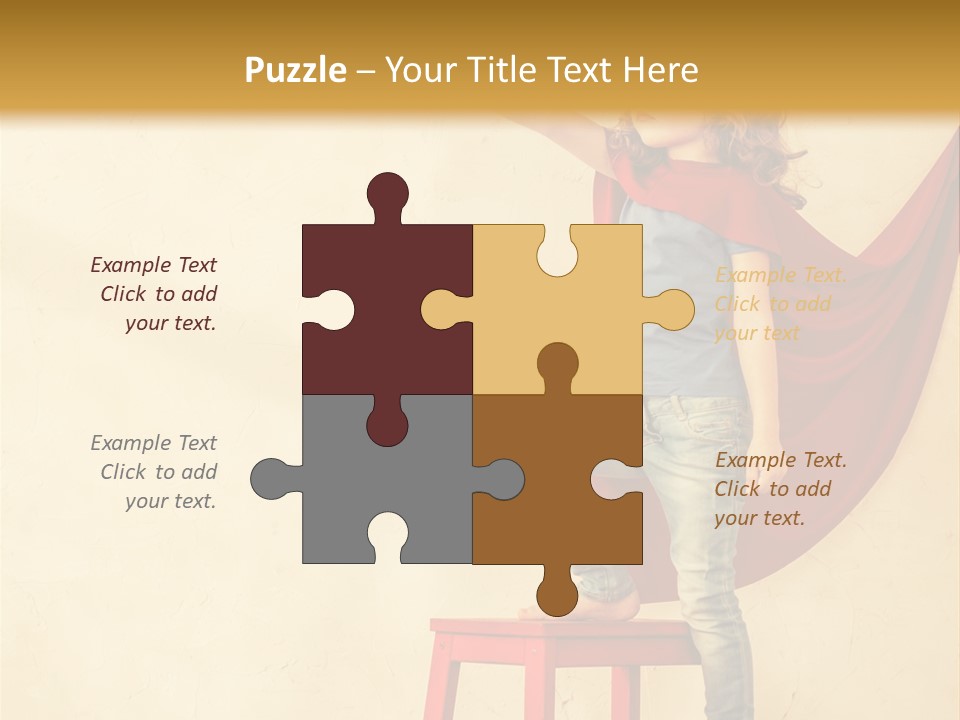 A Little Girl Sitting On A Chair With A Red Cape PowerPoint Template