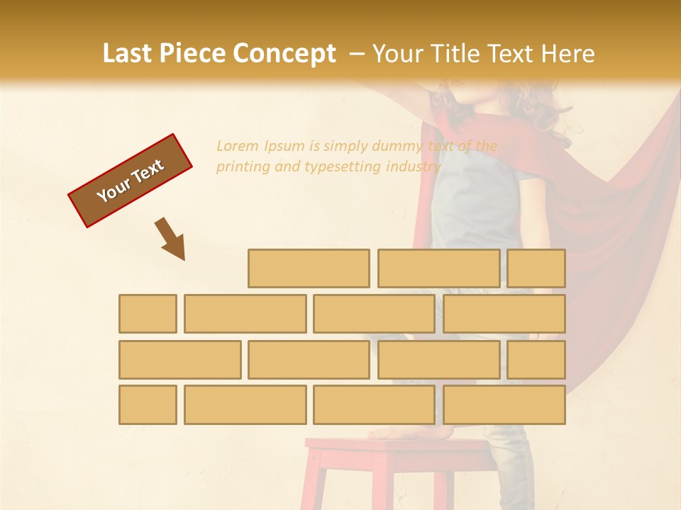 A Little Girl Sitting On A Chair With A Red Cape PowerPoint Template