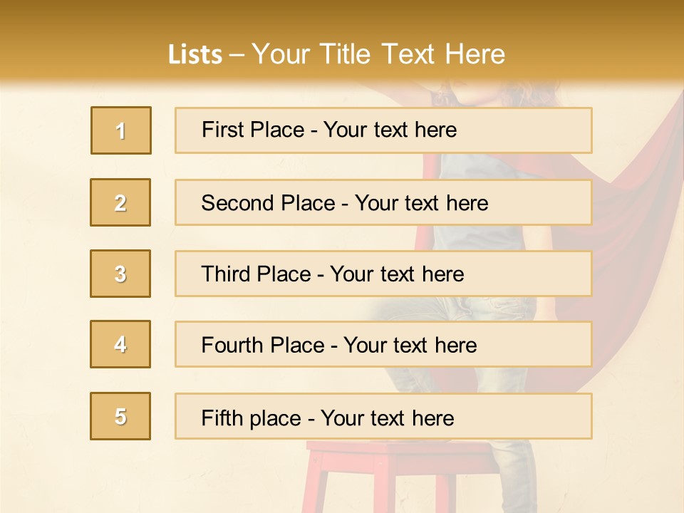 A Little Girl Sitting On A Chair With A Red Cape PowerPoint Template