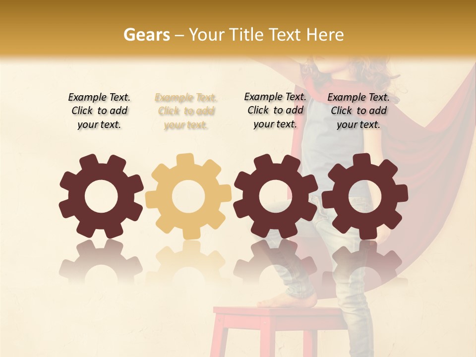 A Little Girl Sitting On A Chair With A Red Cape PowerPoint Template