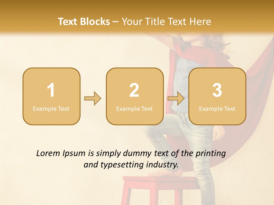 A Little Girl Sitting On A Chair With A Red Cape PowerPoint Template