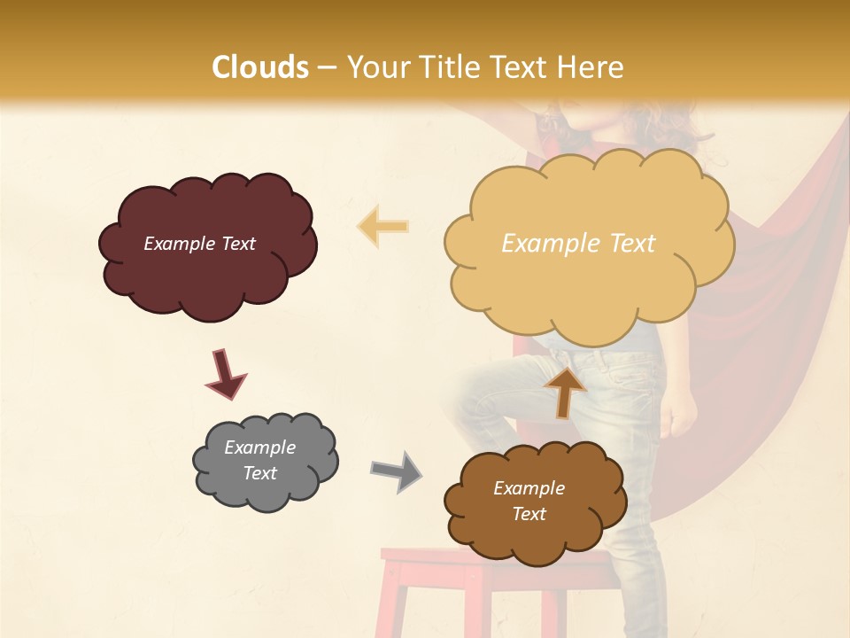 A Little Girl Sitting On A Chair With A Red Cape PowerPoint Template