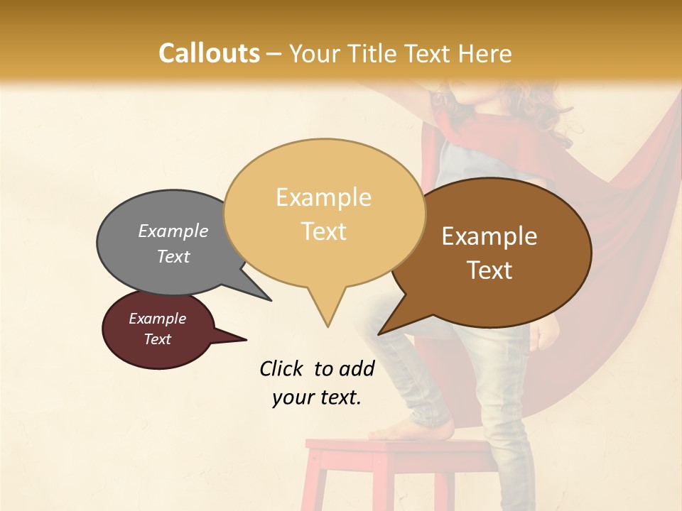 A Little Girl Sitting On A Chair With A Red Cape PowerPoint Template