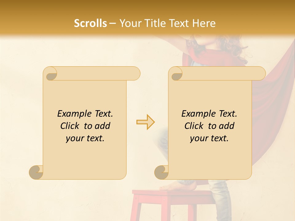 A Little Girl Sitting On A Chair With A Red Cape PowerPoint Template