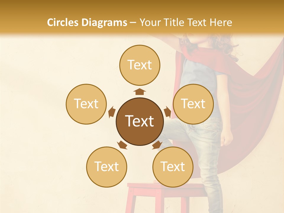 A Little Girl Sitting On A Chair With A Red Cape PowerPoint Template