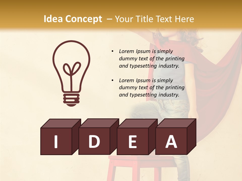 A Little Girl Sitting On A Chair With A Red Cape PowerPoint Template