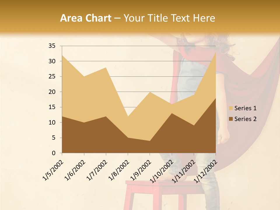 A Little Girl Sitting On A Chair With A Red Cape PowerPoint Template