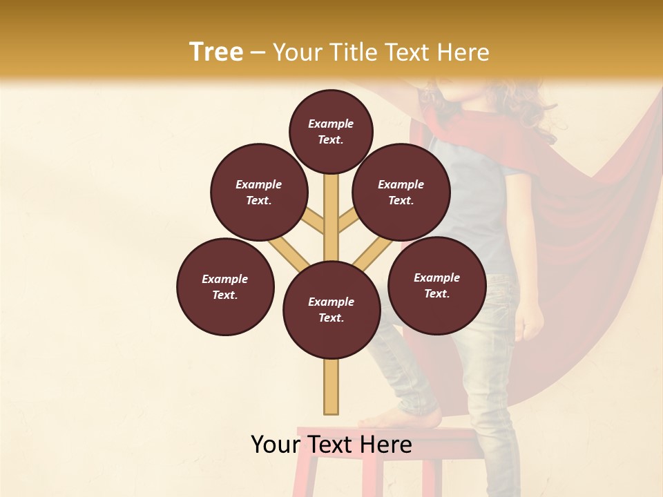 A Little Girl Sitting On A Chair With A Red Cape PowerPoint Template