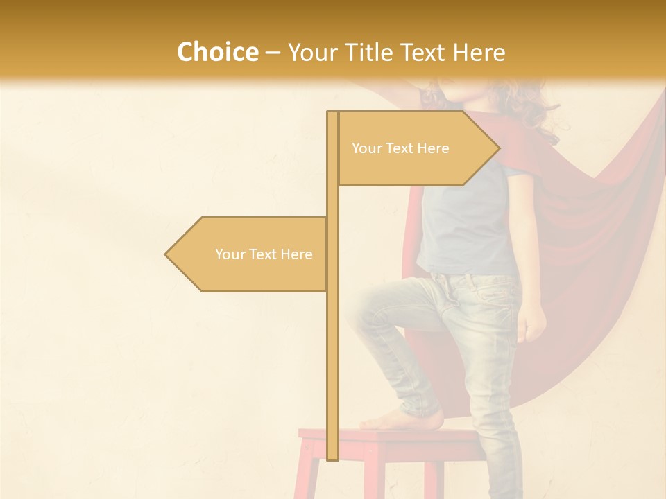 A Little Girl Sitting On A Chair With A Red Cape PowerPoint Template