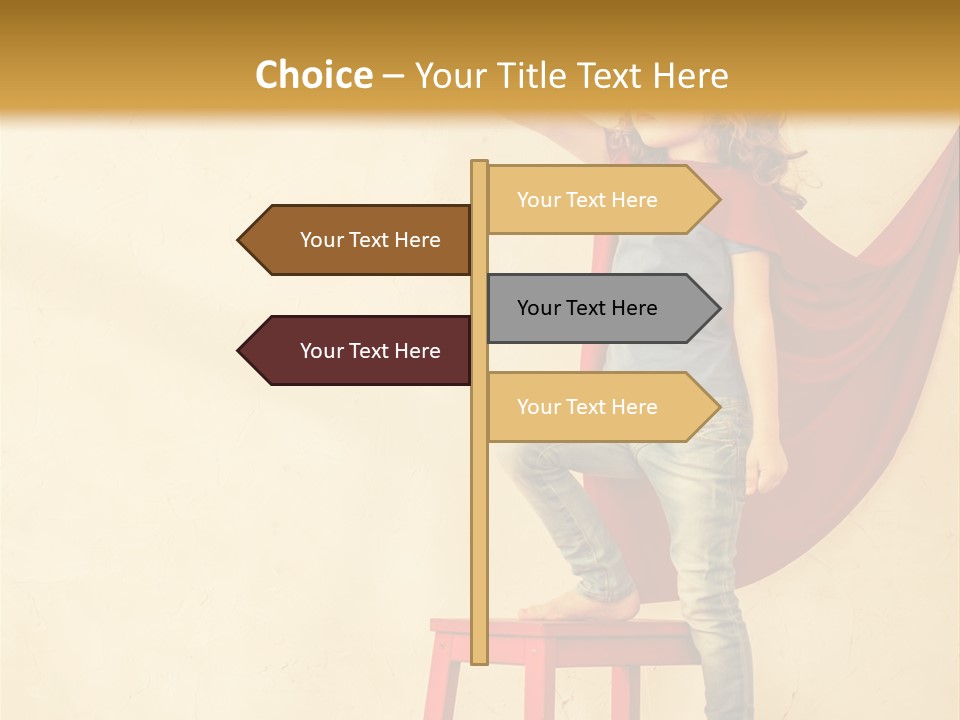 A Little Girl Sitting On A Chair With A Red Cape PowerPoint Template