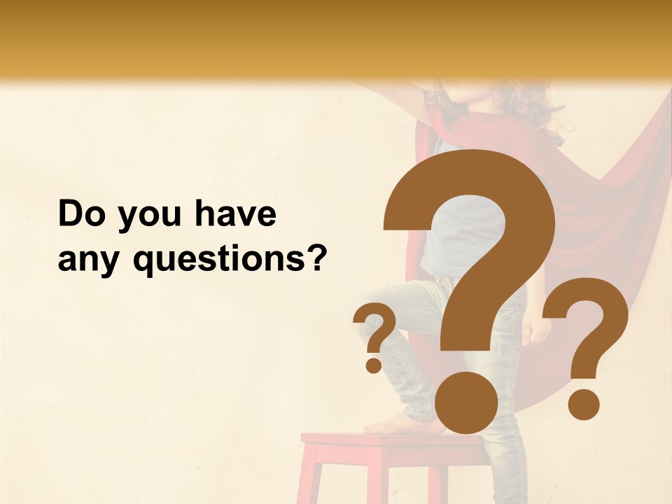 A Little Girl Sitting On A Chair With A Red Cape PowerPoint Template