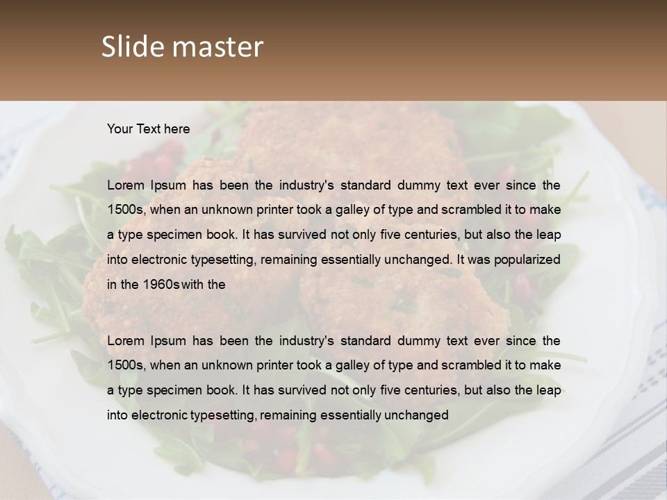 A White Plate Topped With Crab Cakes And Greens PowerPoint Template