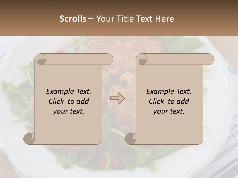 A White Plate Topped With Crab Cakes And Greens PowerPoint Template