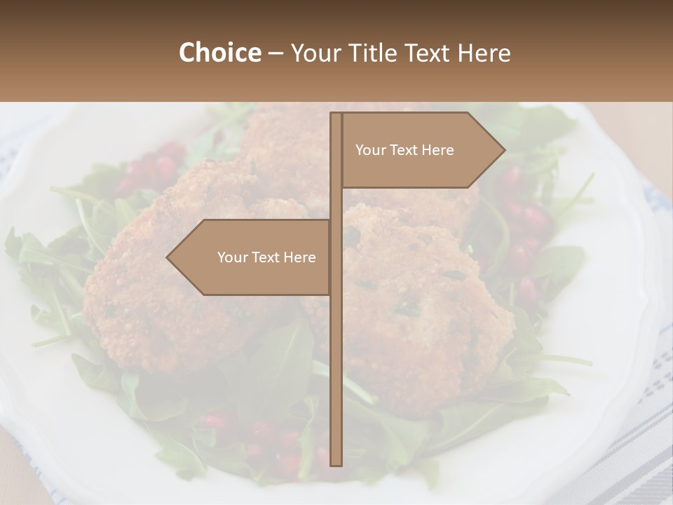 A White Plate Topped With Crab Cakes And Greens PowerPoint Template