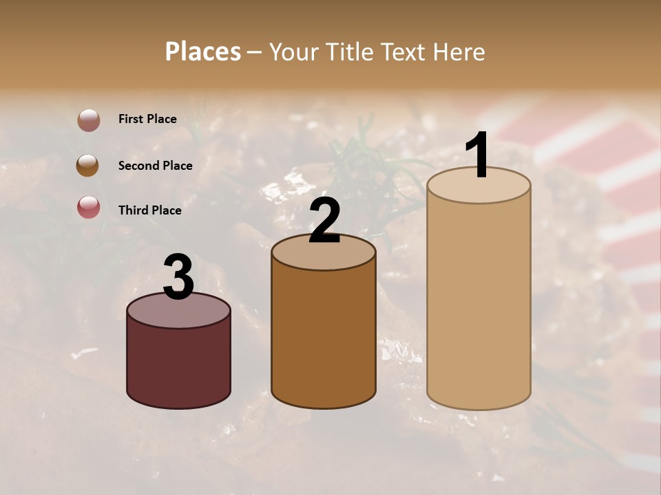 A Red And White Plate Topped With Meat Covered In Gravy PowerPoint Template