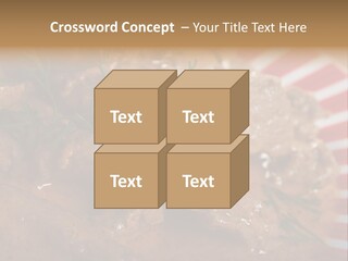A Red And White Plate Topped With Meat Covered In Gravy PowerPoint Template