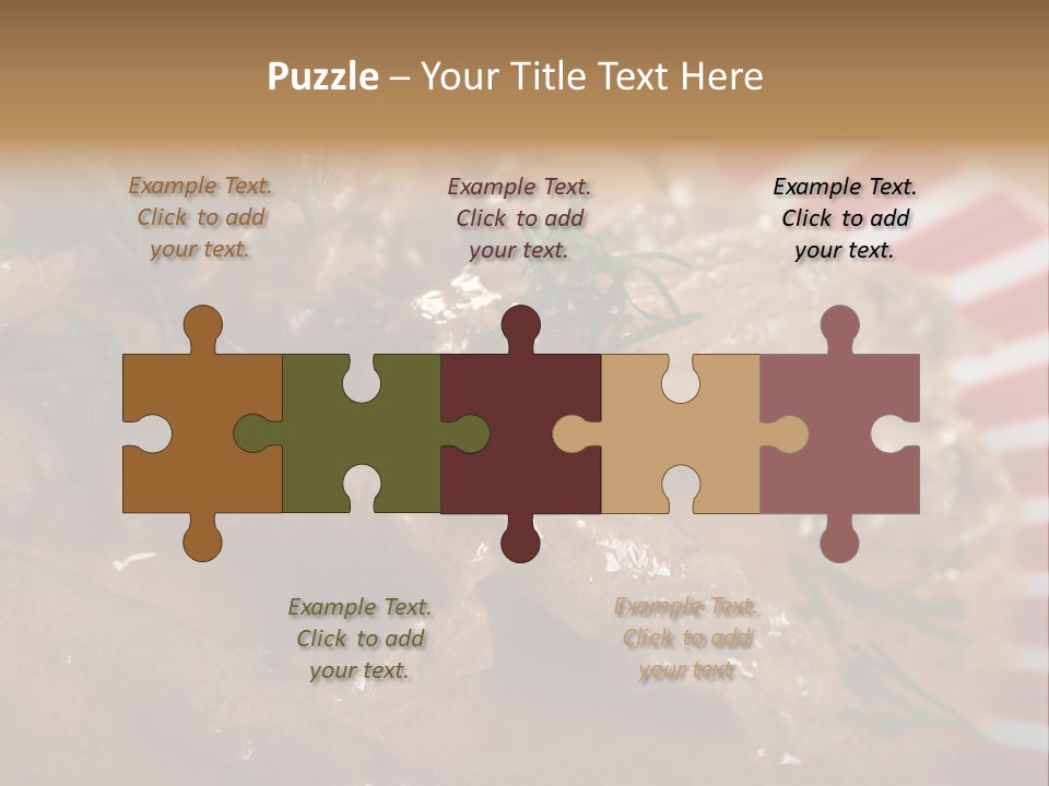 A Red And White Plate Topped With Meat Covered In Gravy PowerPoint Template