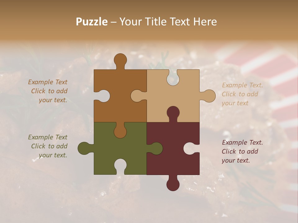 A Red And White Plate Topped With Meat Covered In Gravy PowerPoint Template