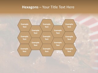 A Red And White Plate Topped With Meat Covered In Gravy PowerPoint Template