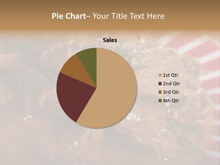 A Red And White Plate Topped With Meat Covered In Gravy PowerPoint Template