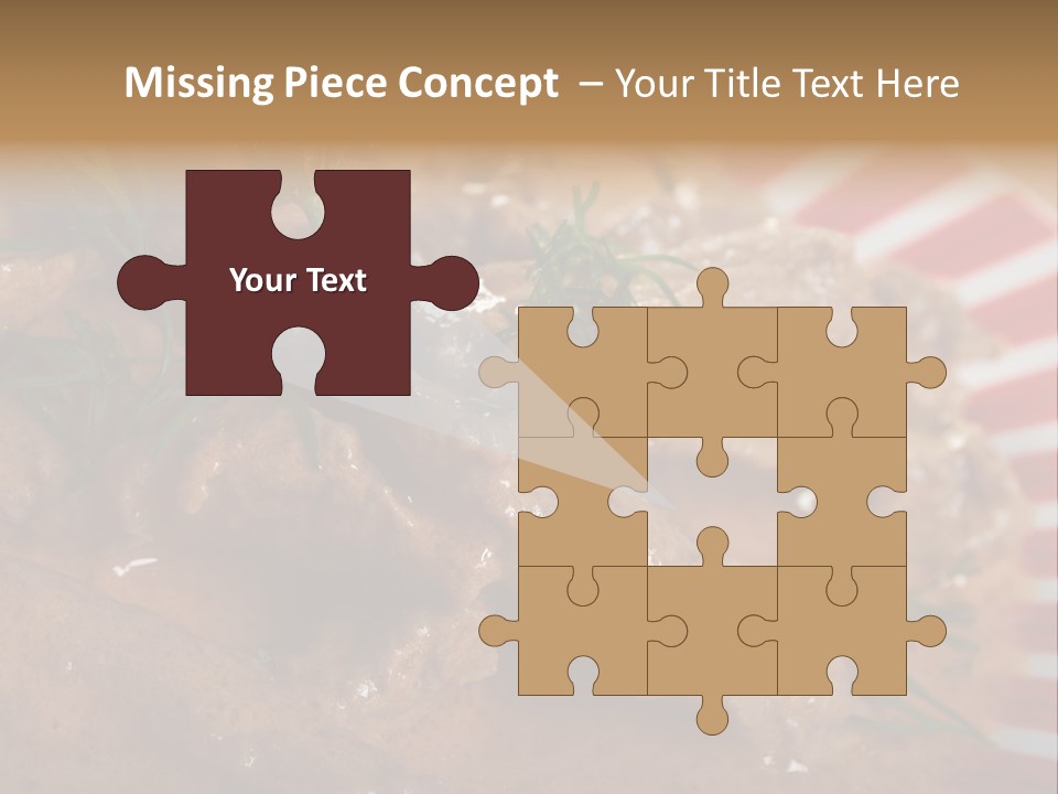 A Red And White Plate Topped With Meat Covered In Gravy PowerPoint Template