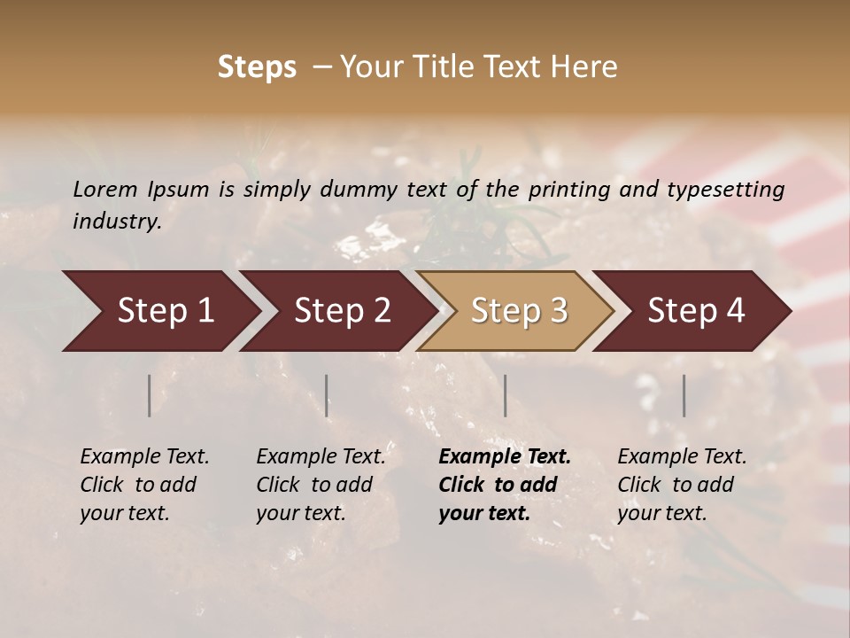A Red And White Plate Topped With Meat Covered In Gravy PowerPoint Template