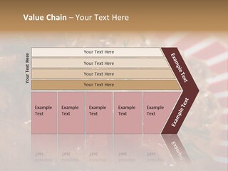 A Red And White Plate Topped With Meat Covered In Gravy PowerPoint Template