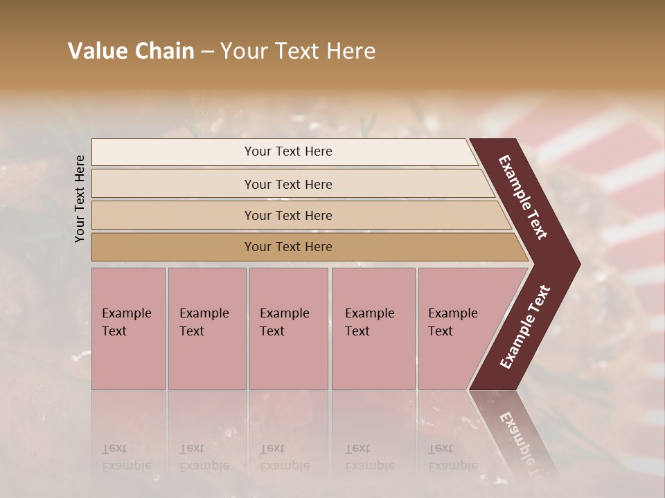 A Red And White Plate Topped With Meat Covered In Gravy PowerPoint Template