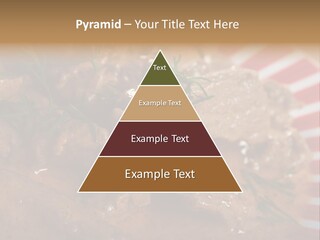 A Red And White Plate Topped With Meat Covered In Gravy PowerPoint Template